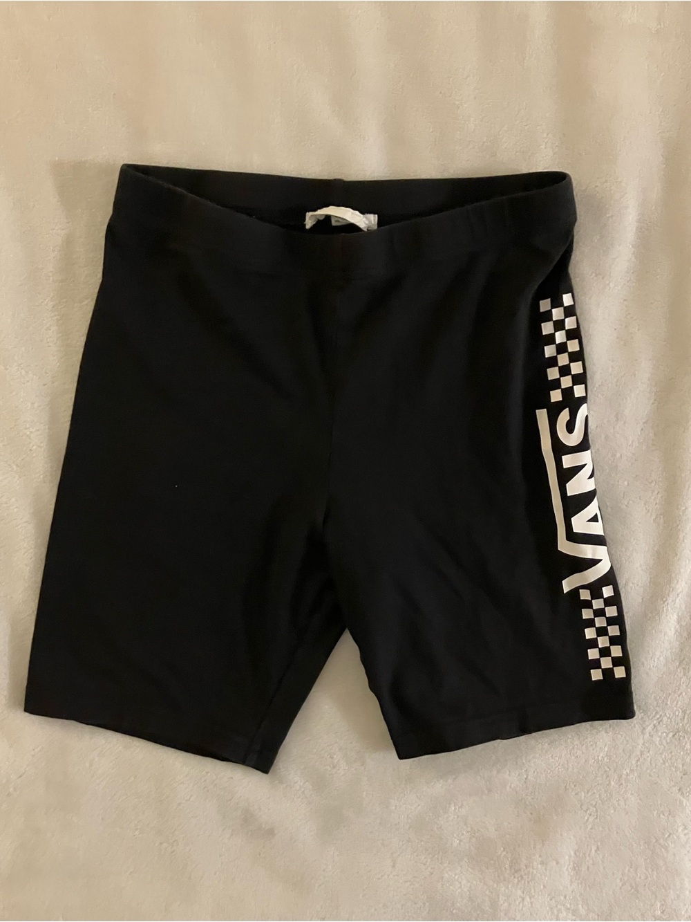 Vans Black Bike Shorts with White Checkerboard Logo